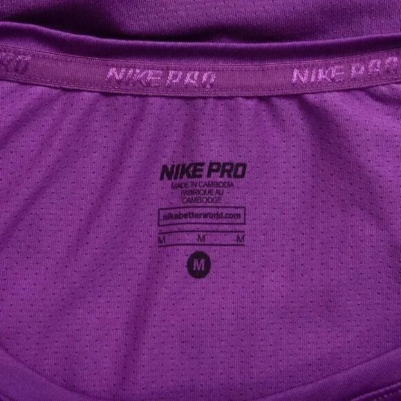 Nike Pro Purple Dri Fit Workout Athletic Top Shirt Size Small - Picture 5 of 6